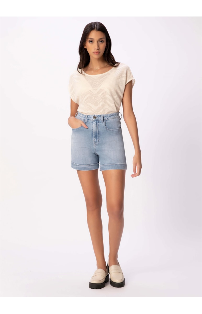 Short Jeans Hi Comfort Stretch Lavagem Clara