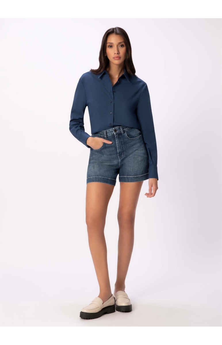 Short Jeans Hi Comfort Stretch Lavagem Média