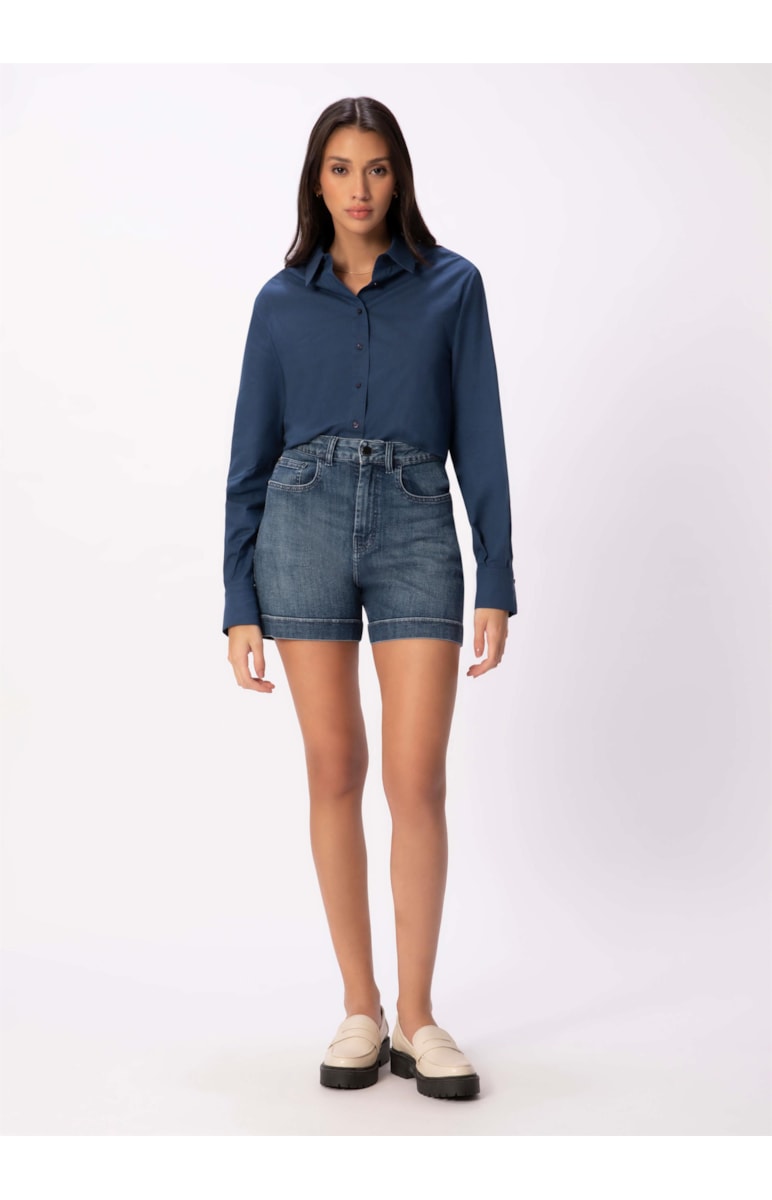 Short Jeans Hi Comfort Stretch Lavagem Média