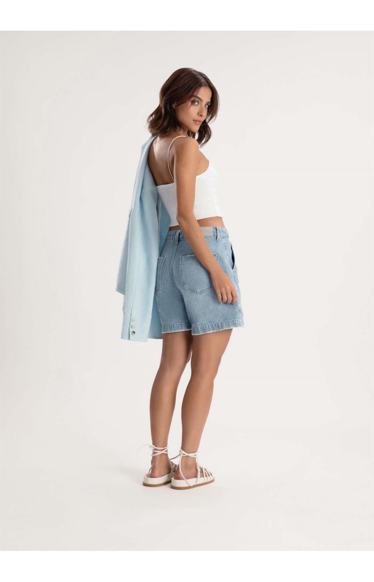 Short Jeans Vintage Denim Cargo Lavagem Clara