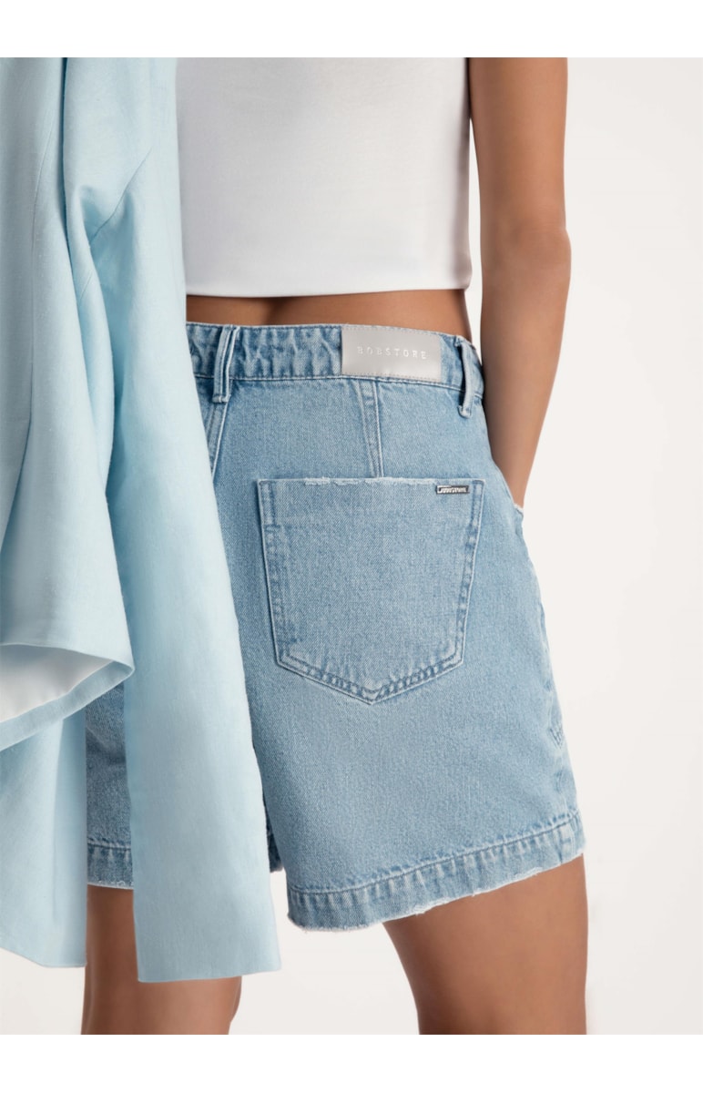 Short Jeans Vintage Denim Cargo Lavagem Clara