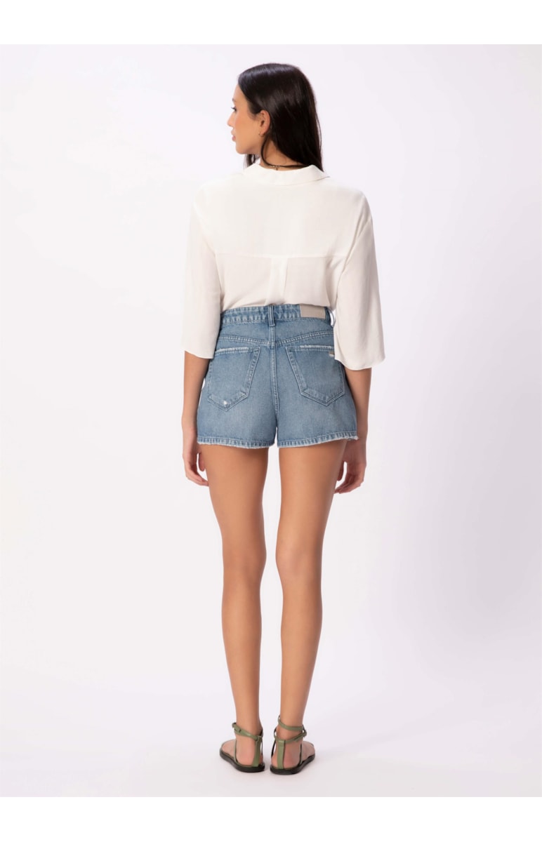 Short Jeans Vintage Denim Evasê Lavagem Média