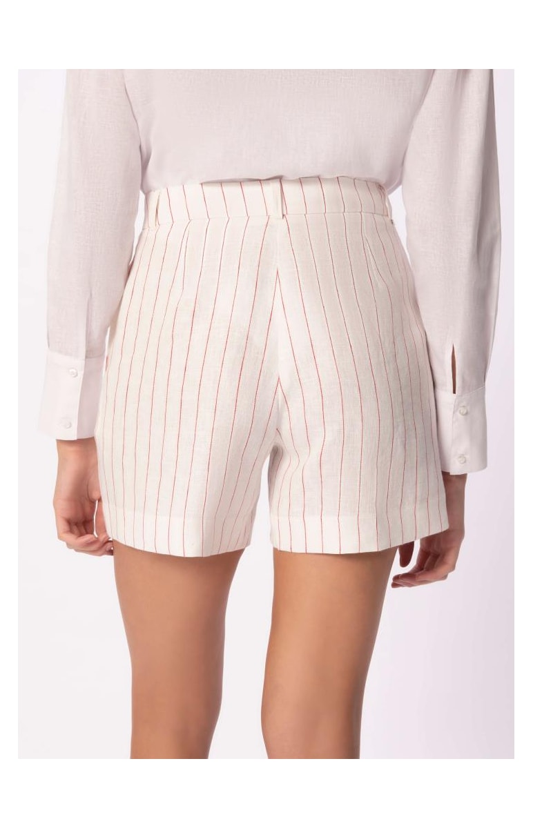 Short Puro Linho Stripes Off White