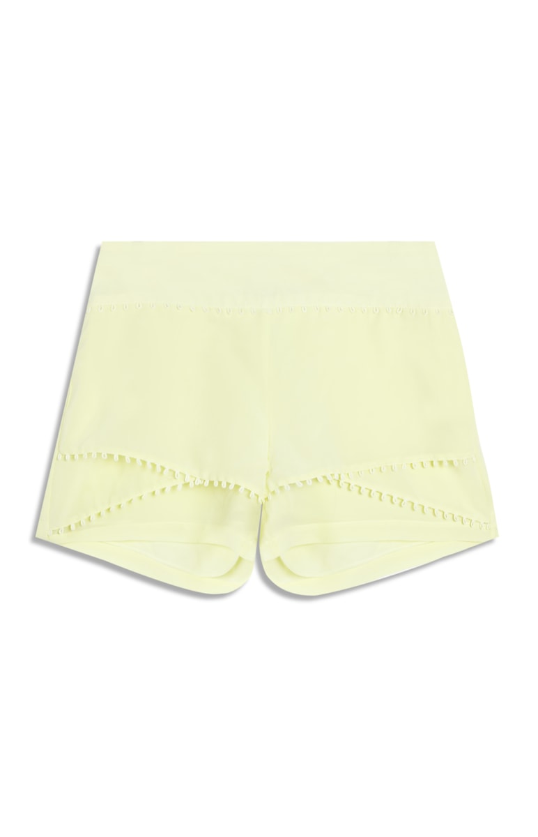 Shorts Saia Seda Detalhe Azelha Amarelo Claro