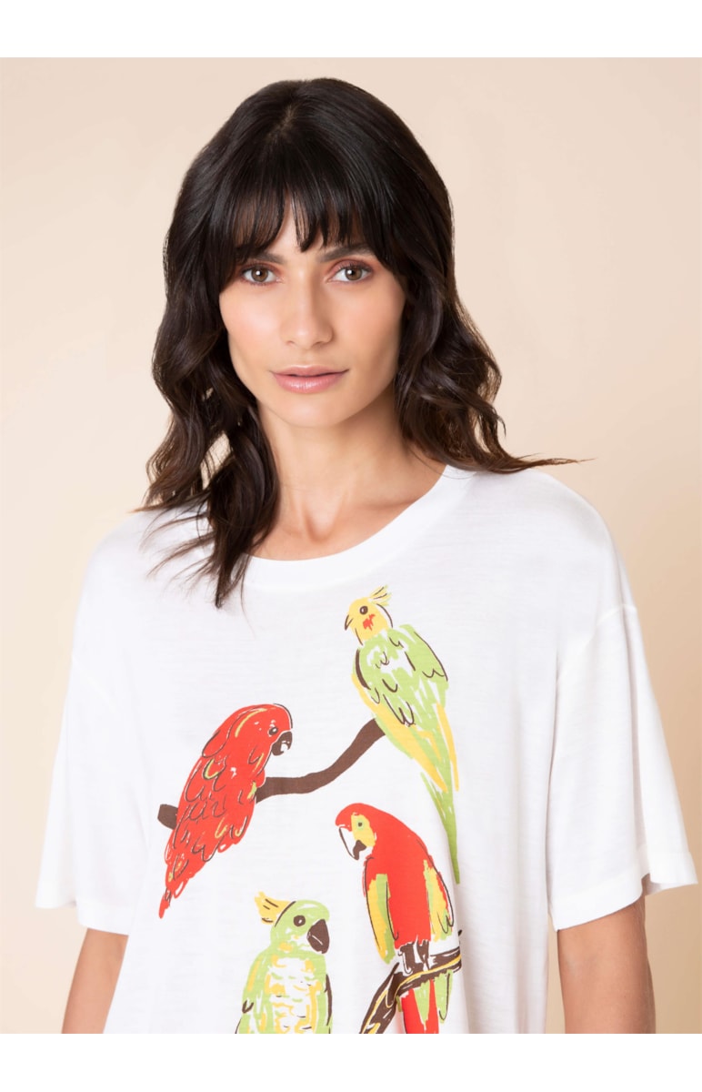 T-Shirt Cropped Araras Off White