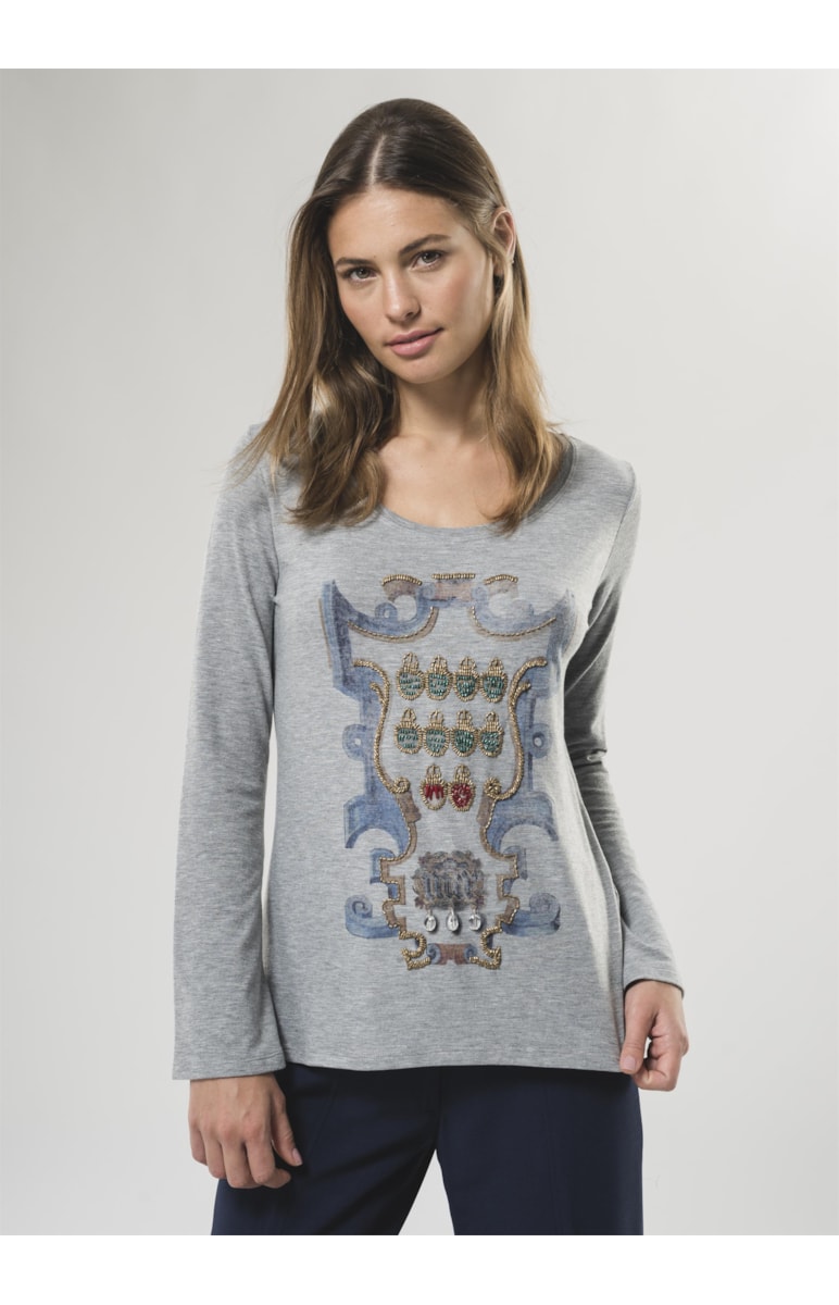 T-Shirt Escudo Cinza Mescla
