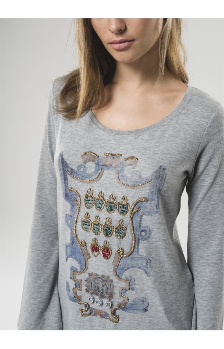 T-Shirt Escudo Cinza Mescla