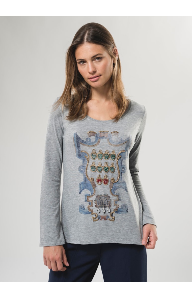 T-Shirt Escudo Cinza Mescla