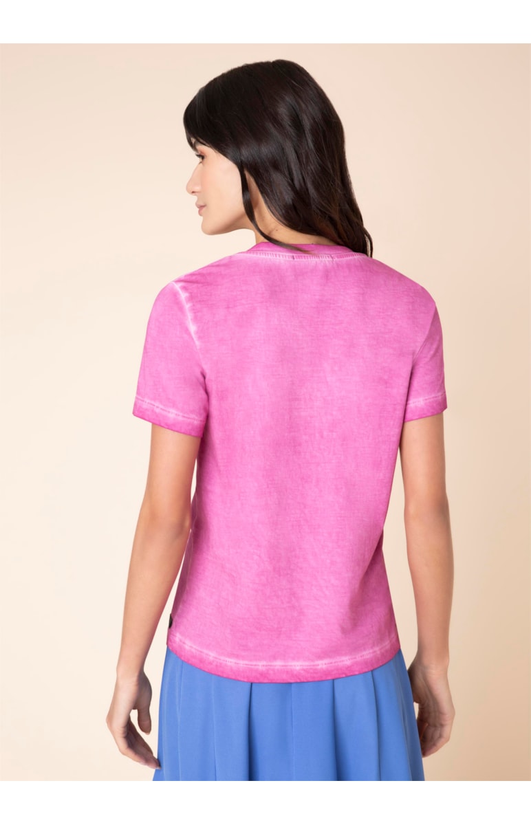 T-Shirt Flor Reticulado Fucsia