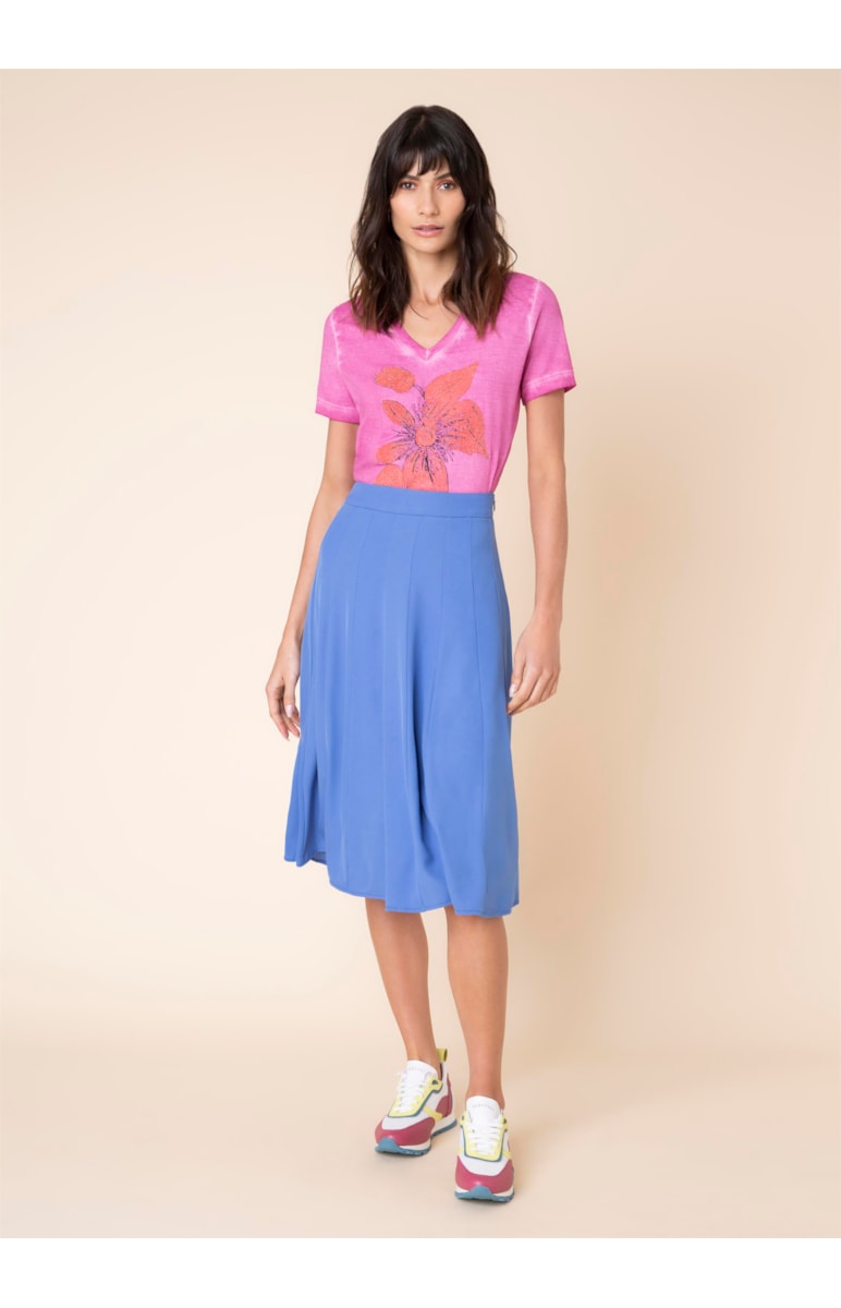 T-Shirt Flor Reticulado Fucsia