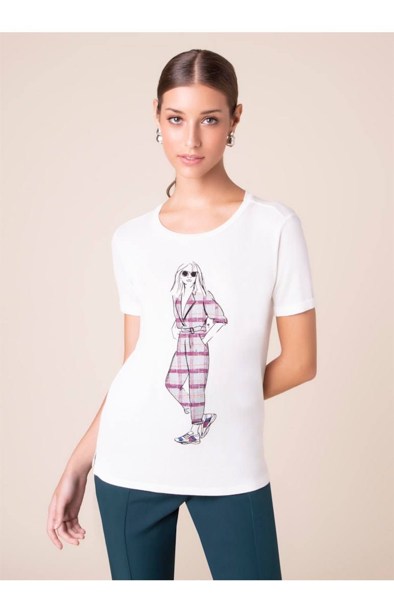 T-Shirt Girl Check Off White