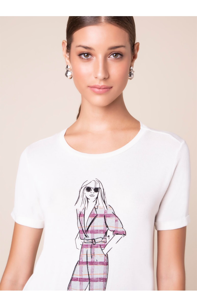 T-Shirt Girl Check Off White