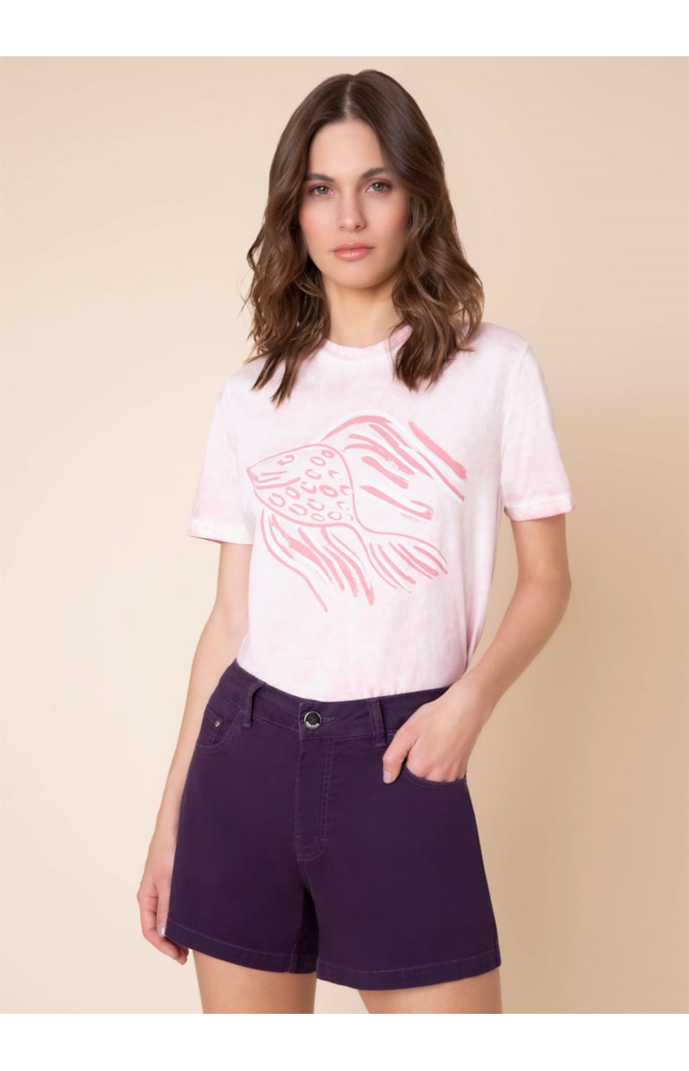 T-Shirt Peixe Rosa Claro