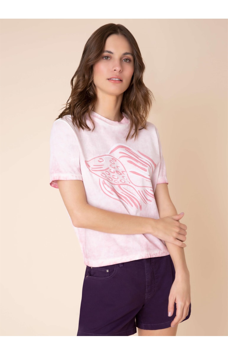 T-Shirt Peixe Rosa Claro