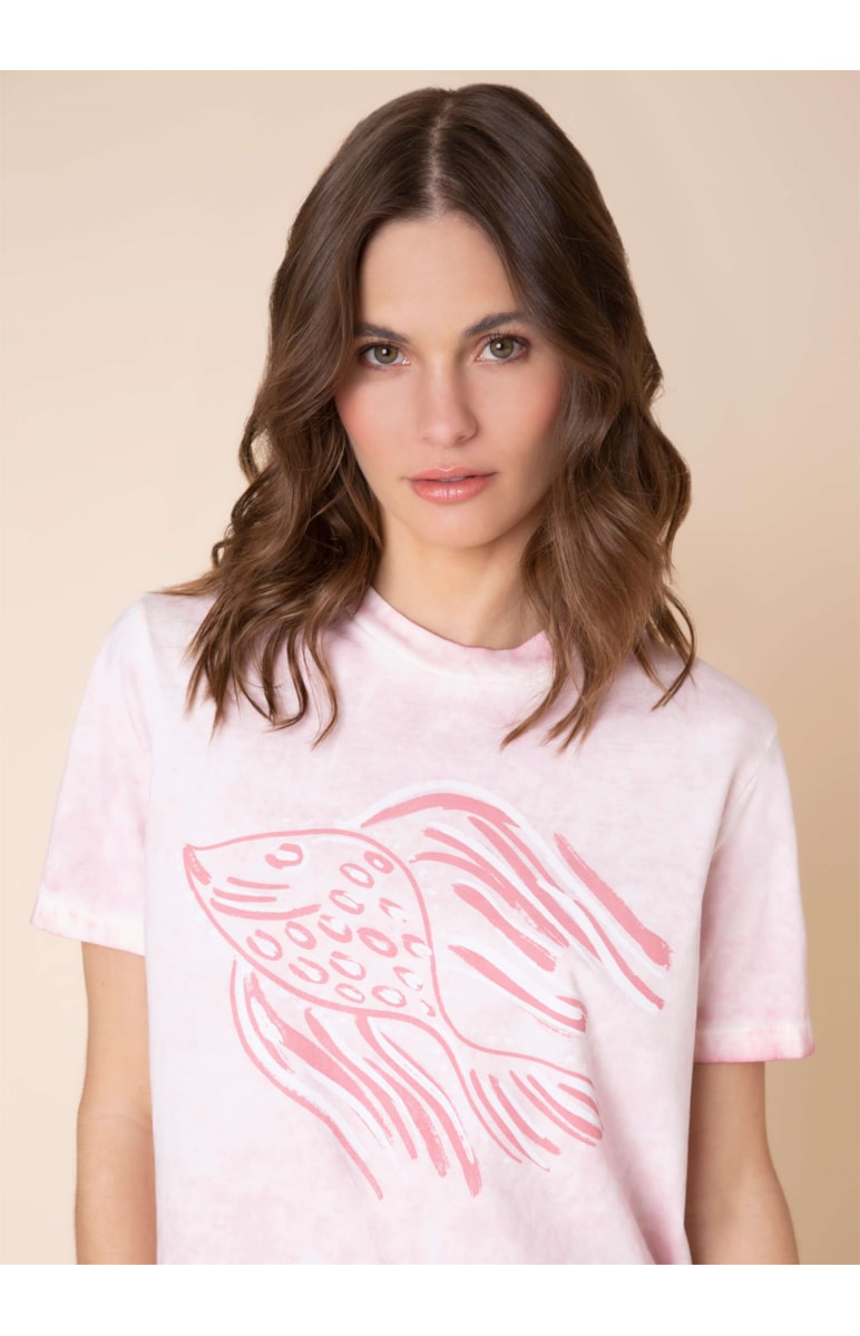T-Shirt Peixe Rosa Claro