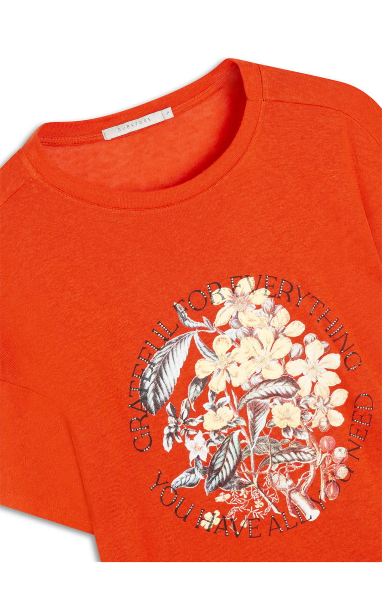 T-Shirt Viscolinho Grateful Laranja