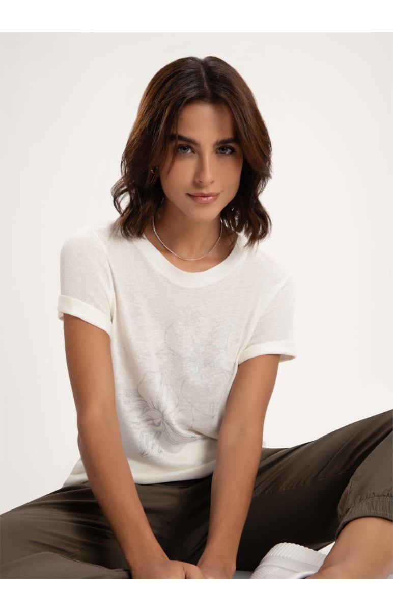 T-Shirt Viscolinho Orquídea Natural