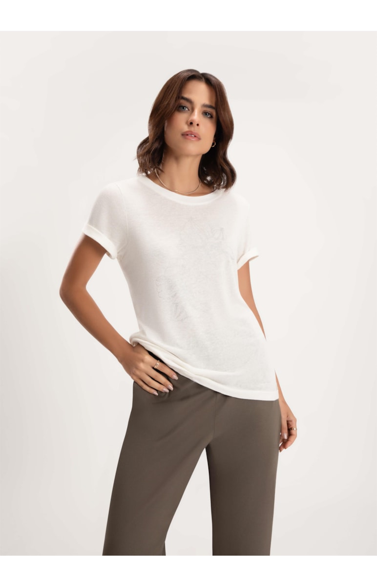 T-Shirt Viscolinho Orquídea Natural