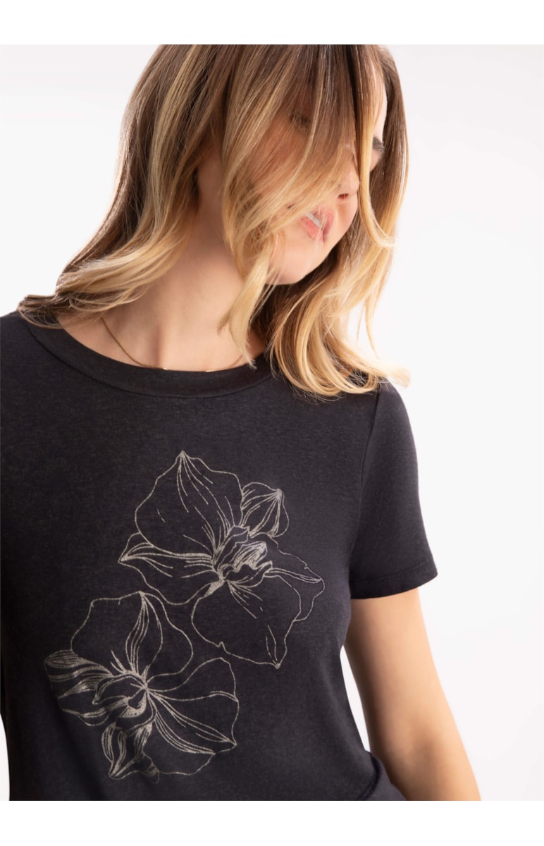 T-Shirt Viscolinho Orquídea Preto