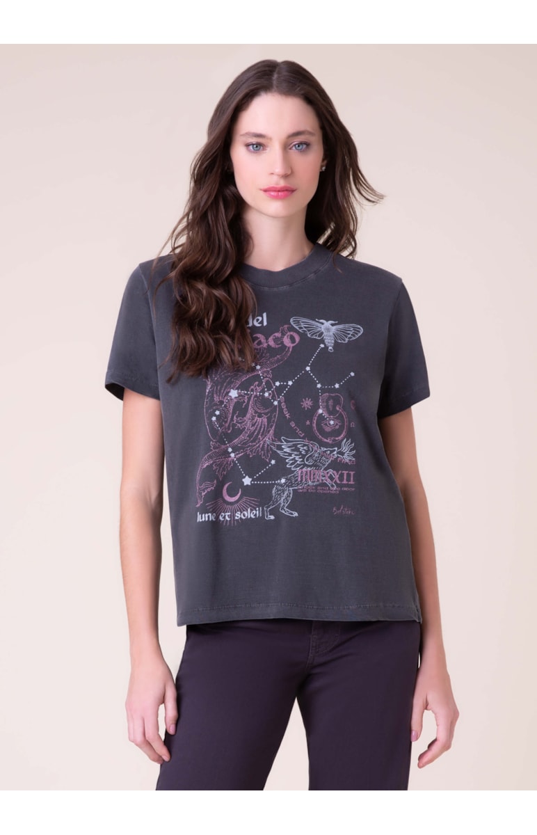 T-Shirt Washed Zodíaco Preto