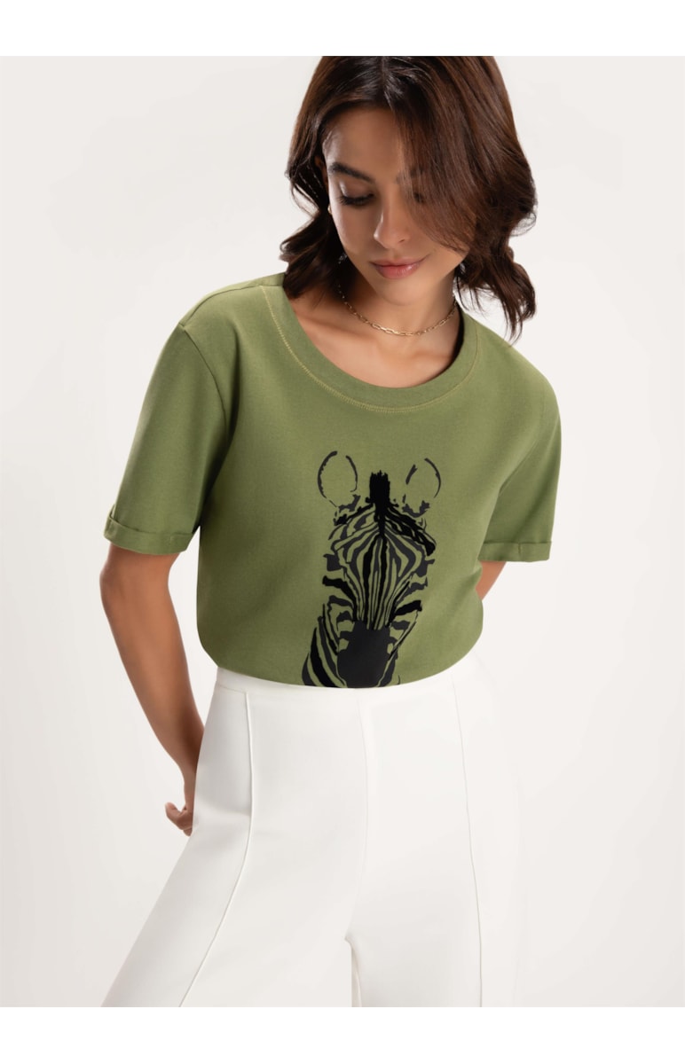 T-Shirt Zebra Verde Oliva