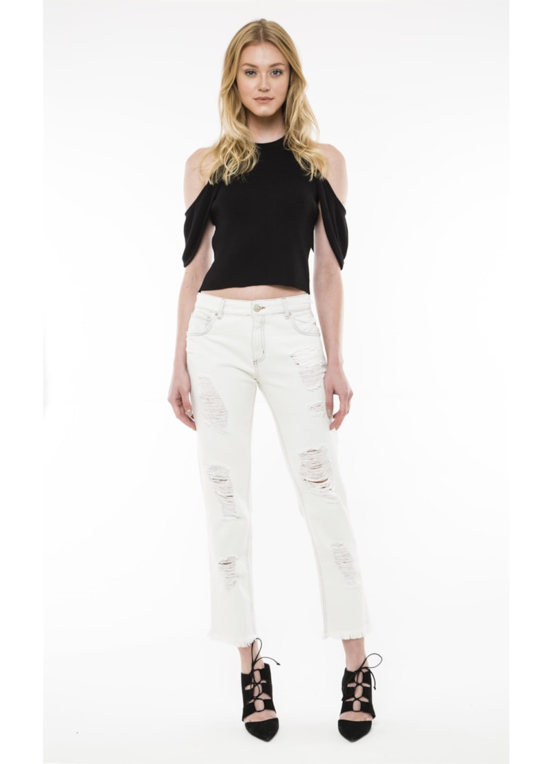 Top Canelado Cropped Preto