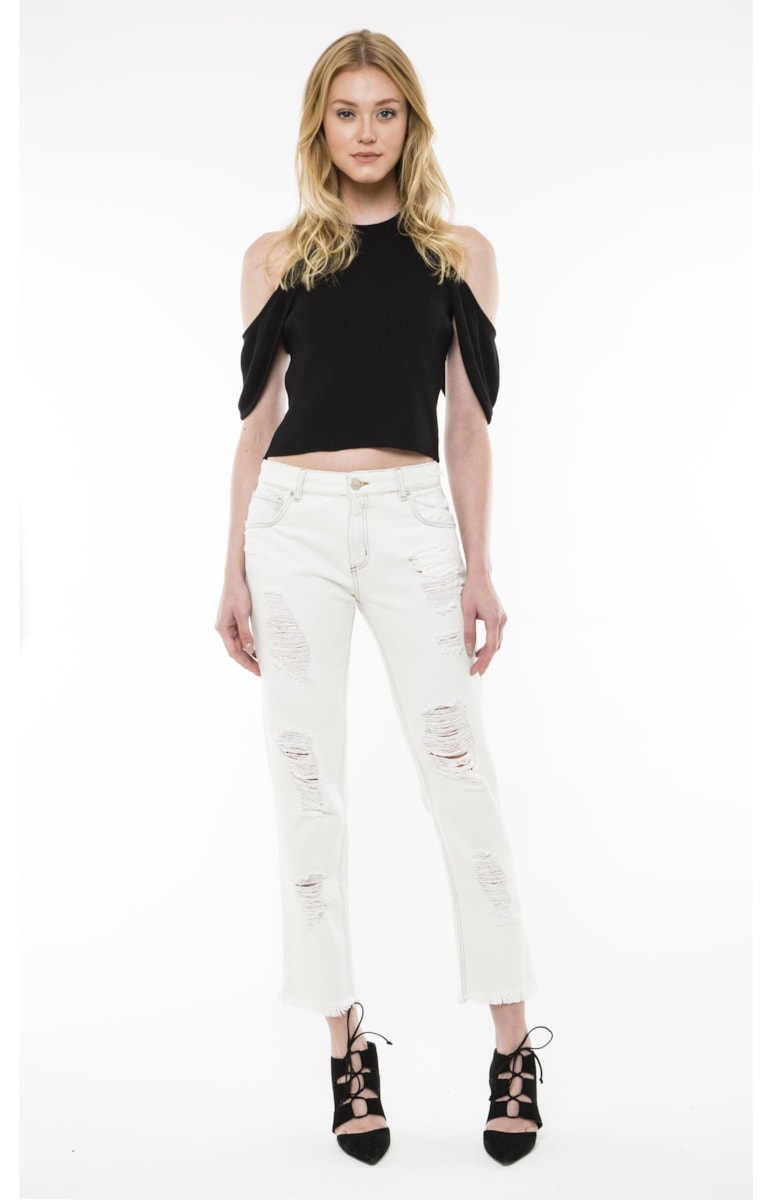 Top Canelado Cropped Preto