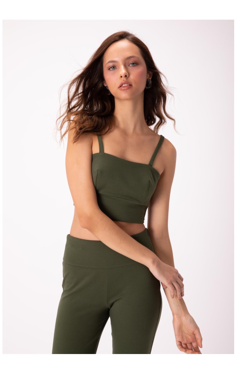 Top Super Stretch Recorte Verde Militar