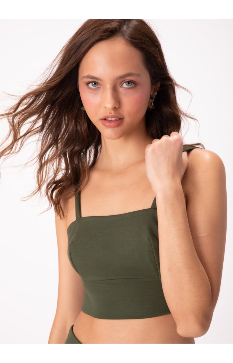 Top Super Stretch Recorte Verde Militar
