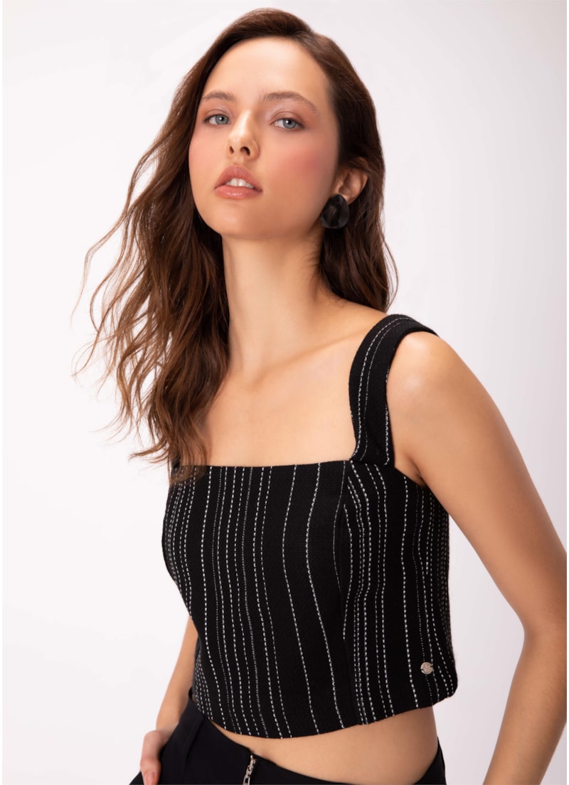 Top Tweed Stripes Preto