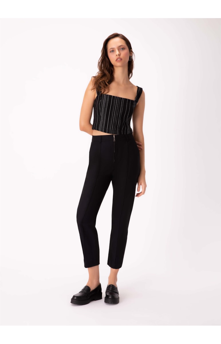 Top Tweed Stripes Preto