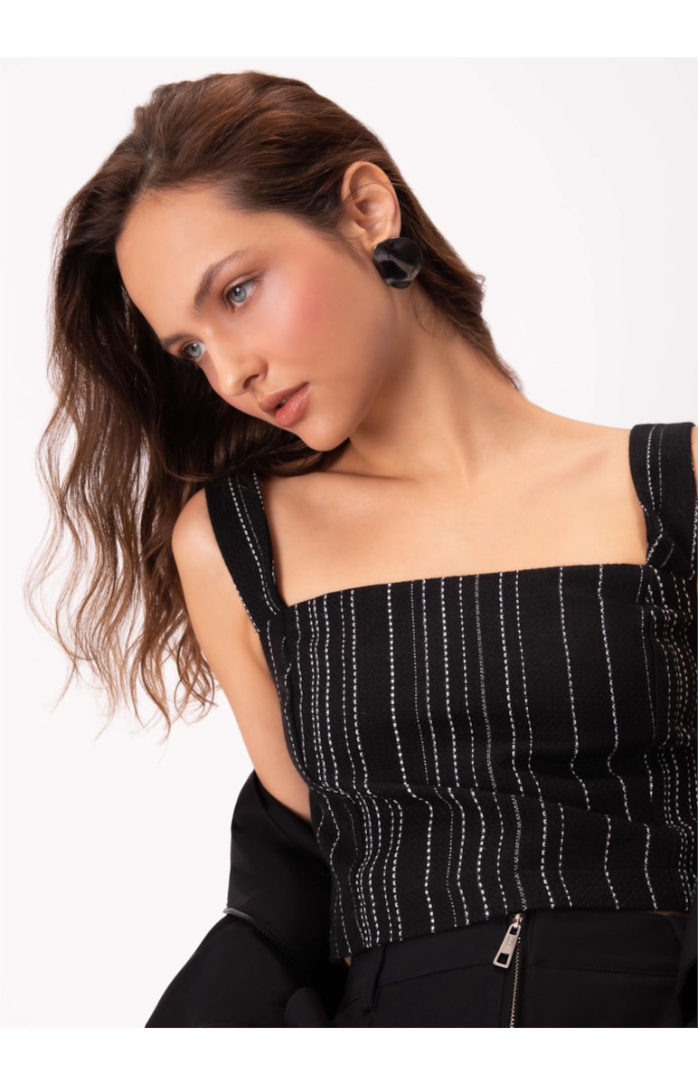 Top Tweed Stripes Preto