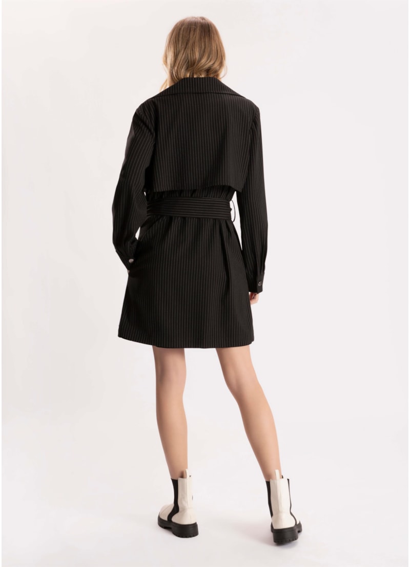Trench Coat Pin Stripes Preto