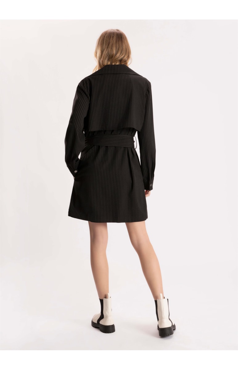 Trench Coat Pin Stripes Preto