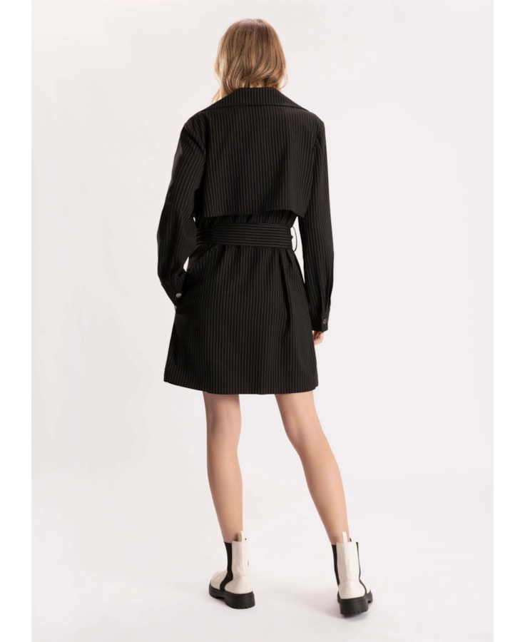 Trench Coat Pin Stripes Preto