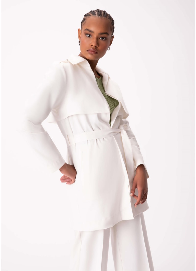 Trench Coat Satin Peach Off White