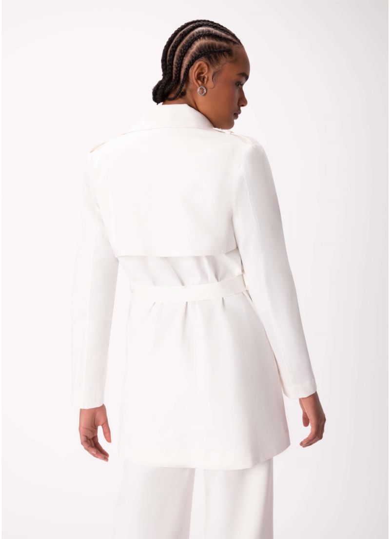 Trench Coat Satin Peach Off White