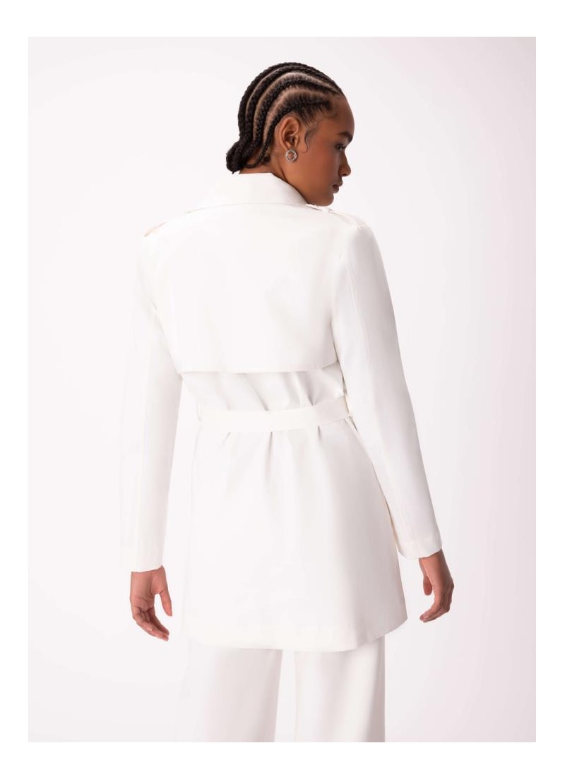 Trench Coat Satin Peach Off White