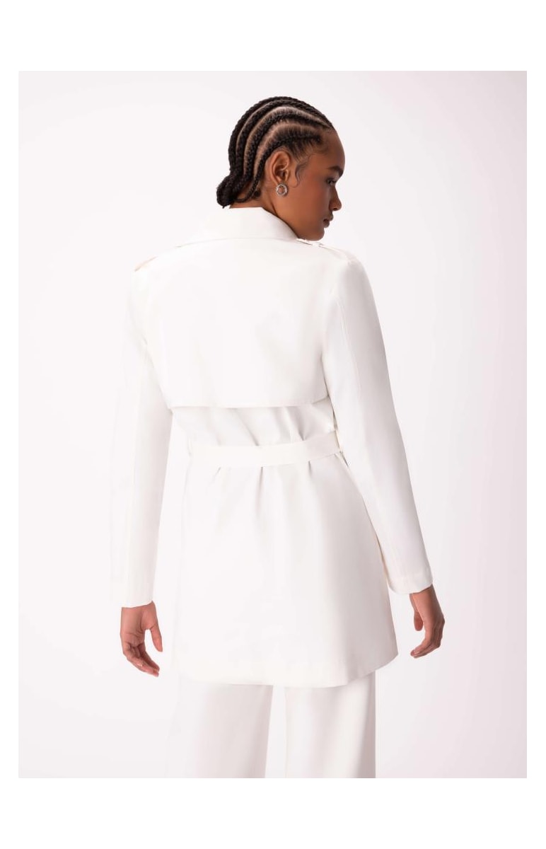 Trench Coat Satin Peach Off White