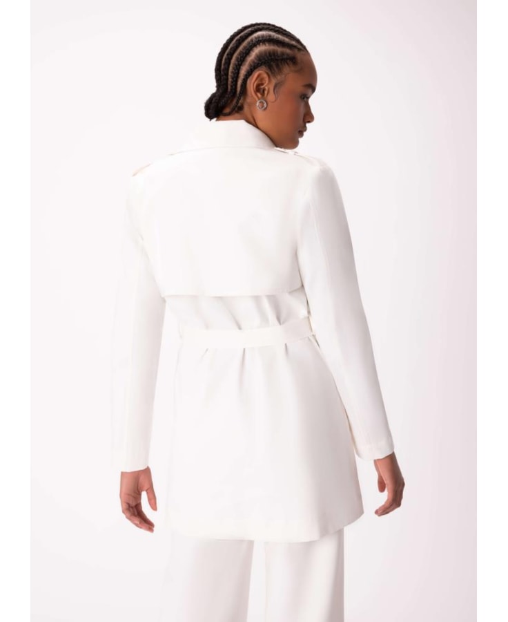 Trench Coat Satin Peach Off White