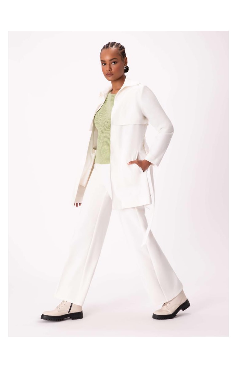 Trench Coat Satin Peach Off White