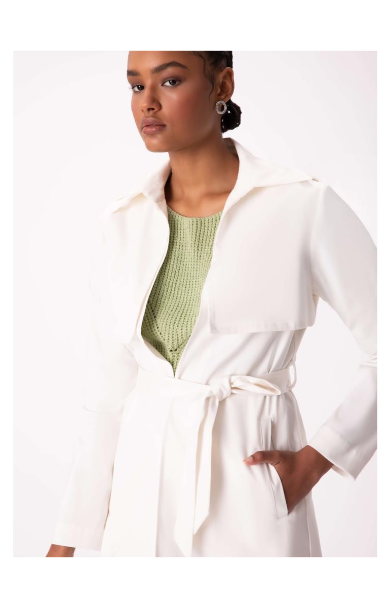 Trench Coat Satin Peach Off White
