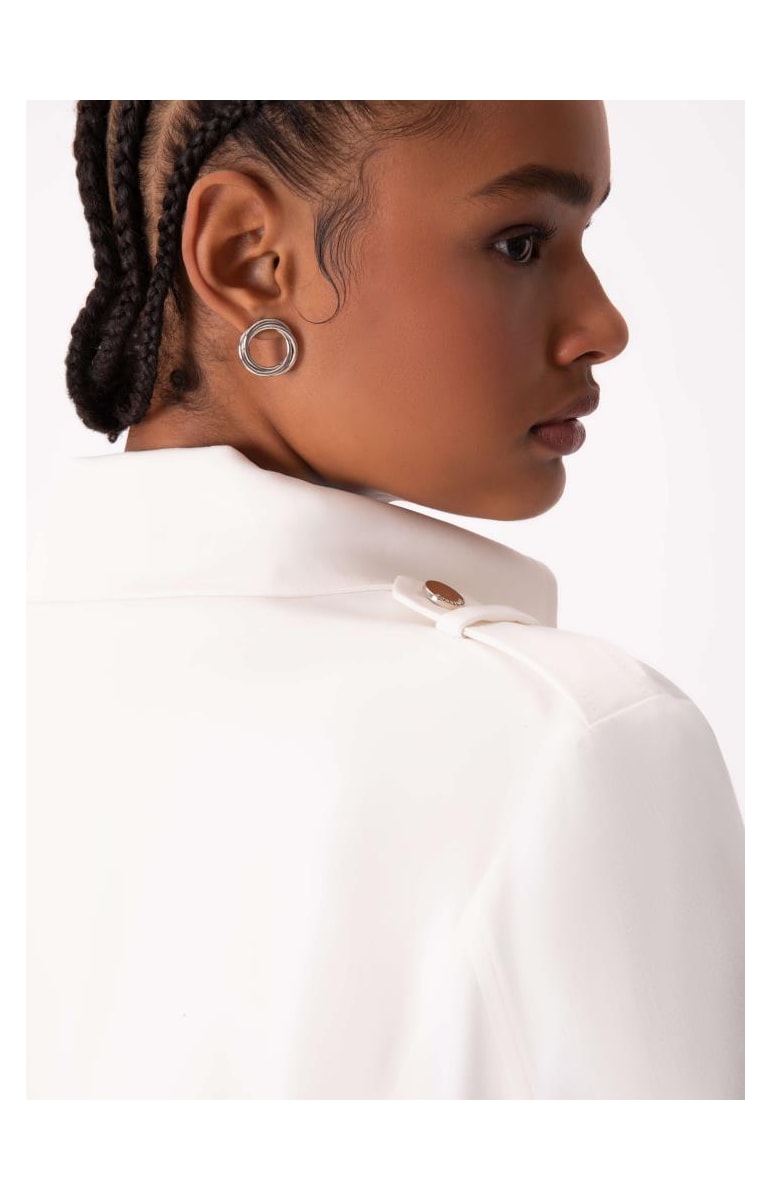 Trench Coat Satin Peach Off White