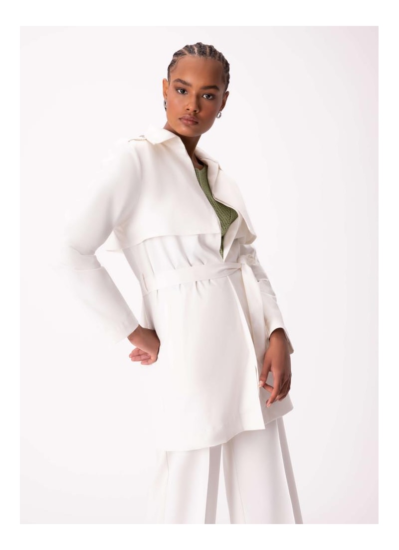 Trench Coat Satin Peach Off White