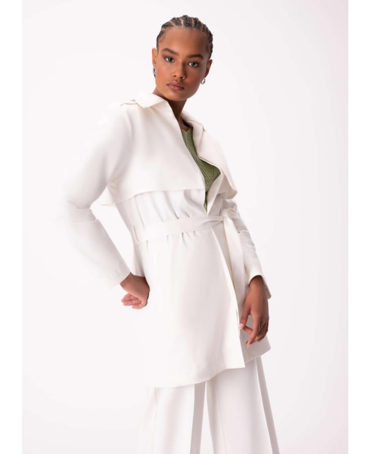 Trench Coat Satin Peach Off White