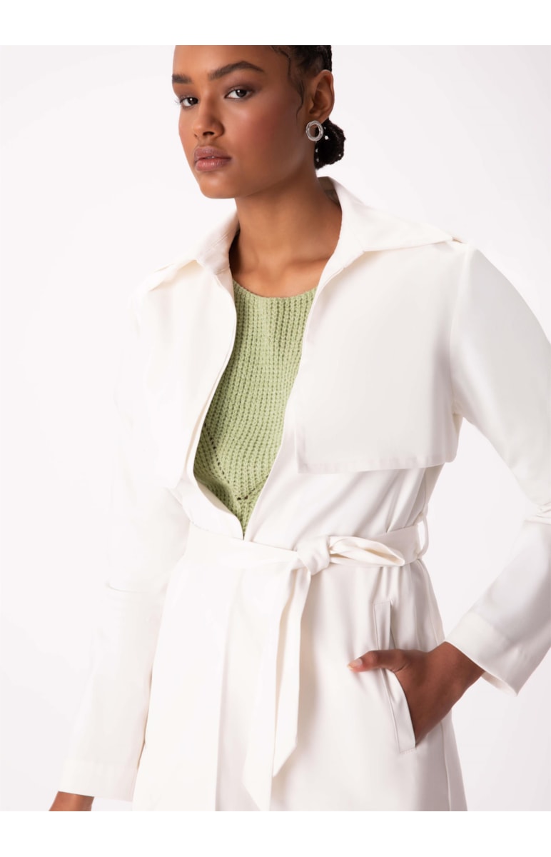 Trench Coat Satin Peach Off White