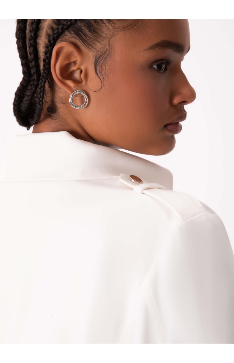 Trench Coat Satin Peach Off White