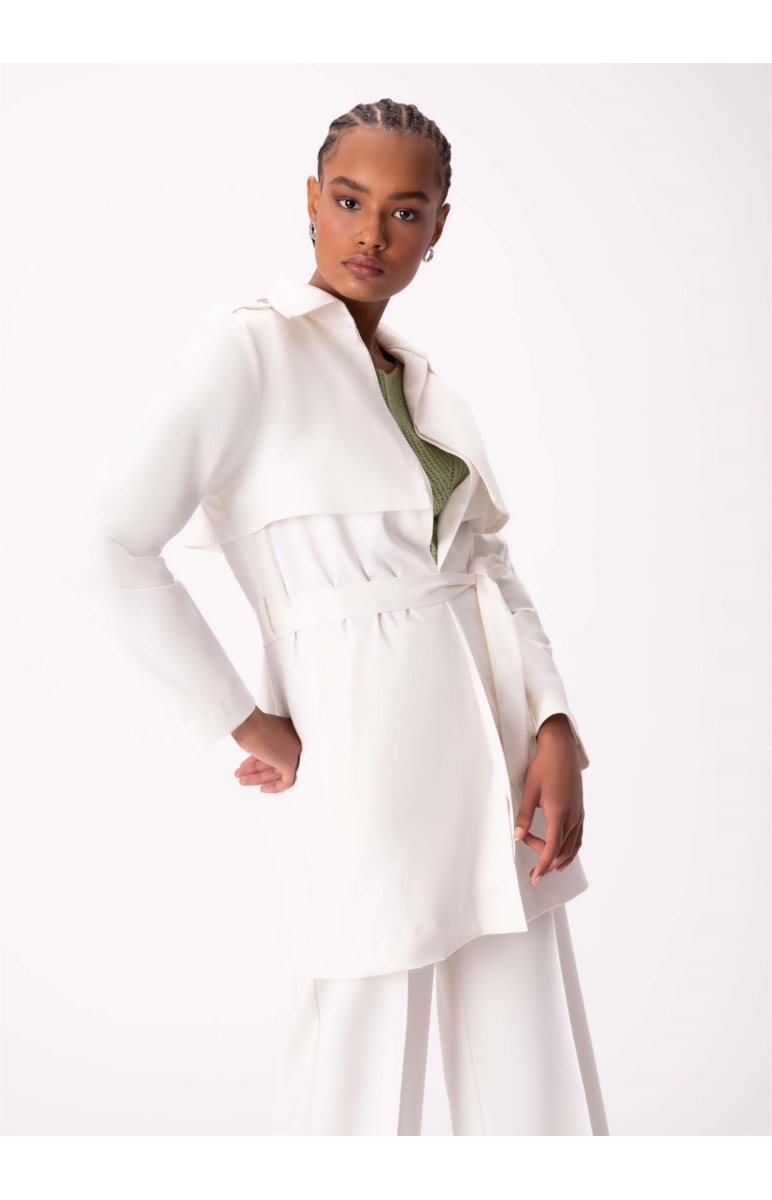 Trench Coat Satin Peach Off White