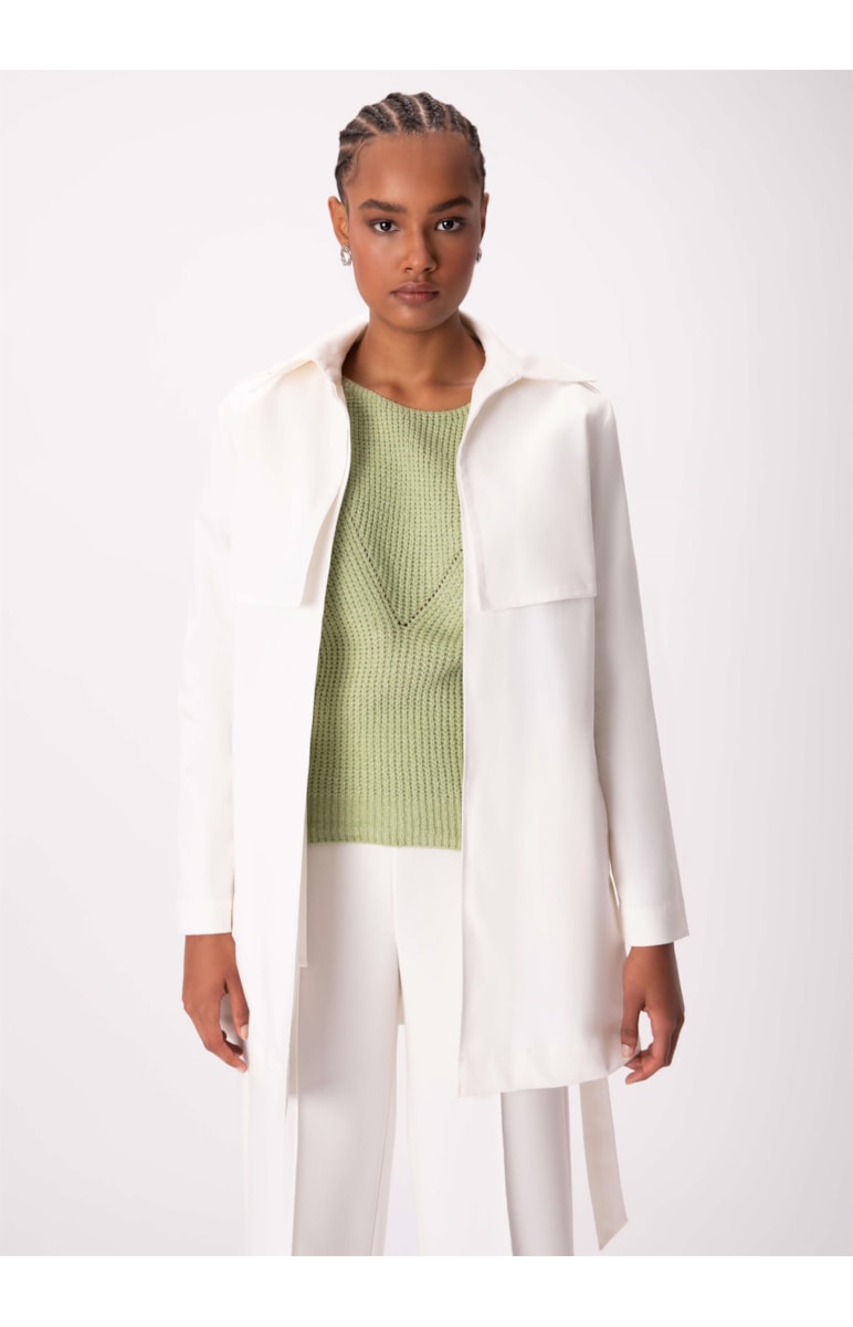 Trench Coat Satin Peach Off White