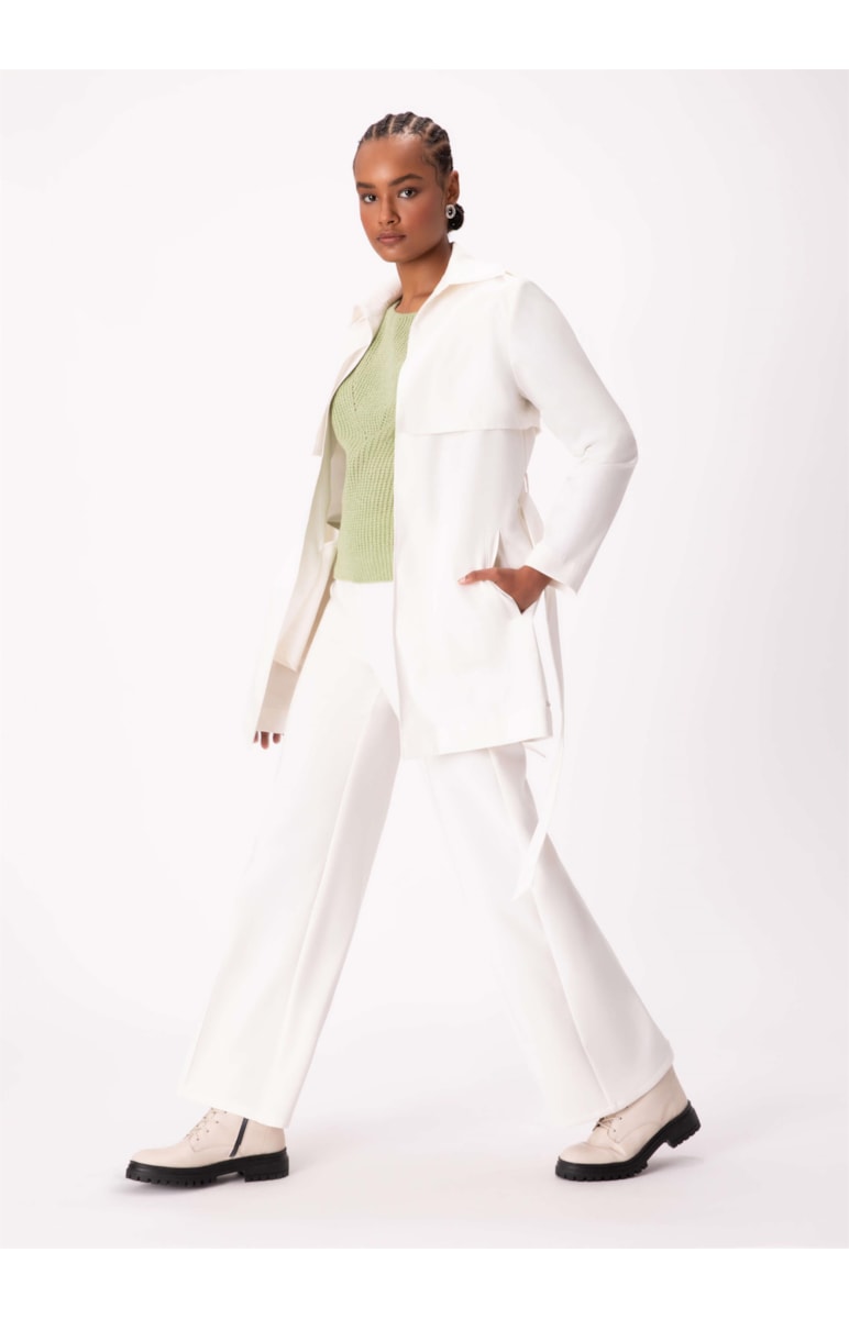 Trench Coat Satin Peach Off White